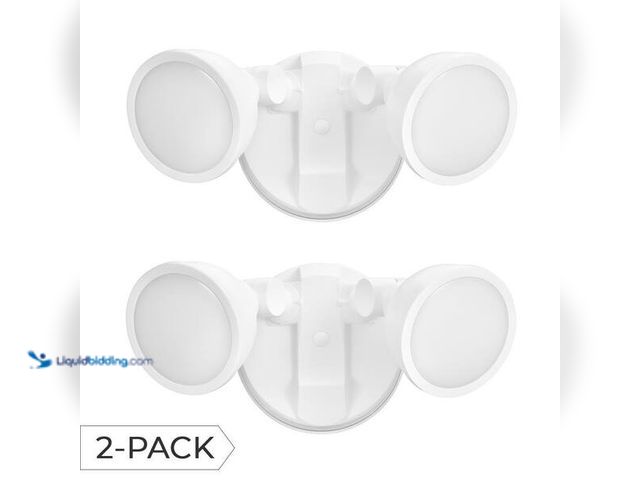 Lot 49-3528626 - Globe Electric 100-Watt Equivalent 1200-Lumen Outdoor Exterior White Switch Activated 2-Head Integra...