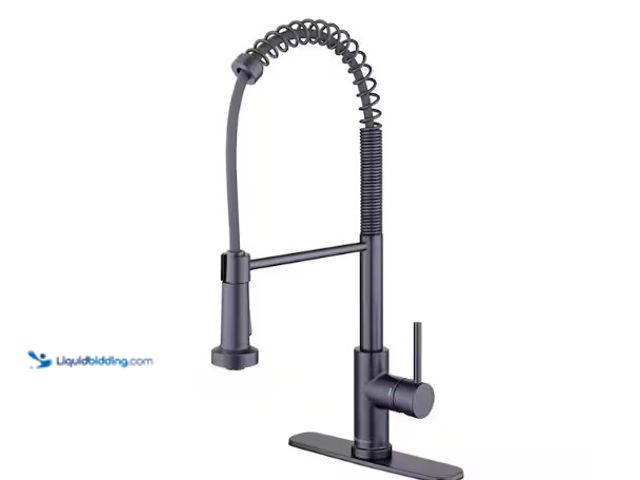 Lot 49-1566684 - Glacier Bay Paulina Single-Handle Spring Neck Pull Down Sprayer Kitchen Faucet in Matte Black, Model...