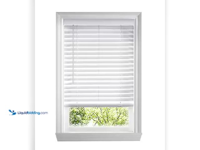 Lot 49-1568679 - Home Decorators Collection White Cordless Faux Wood Blinds for Windows with 2 in. Slats - 36 in. W x...