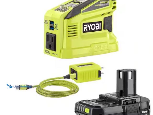 Lot 49-1518502 - RYOBI 18V ONE+ 150-Watt Portable Battery Inverter Power Source and Charger for 18V ONE+ Batteries wi...