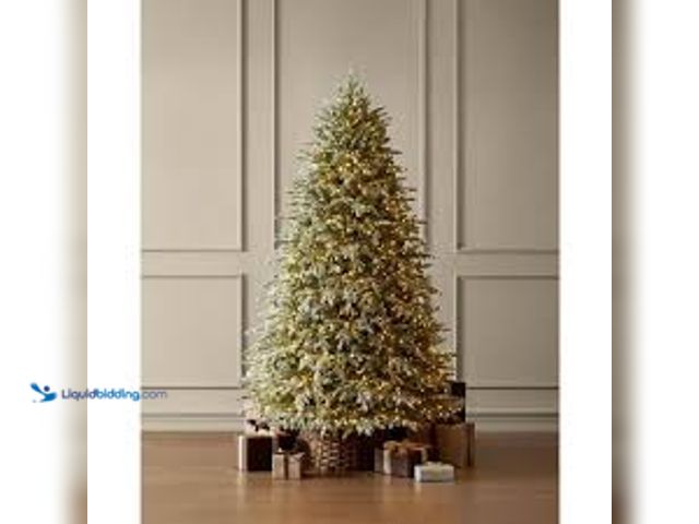 Lot 49-5459822 - Home Decorators Collection 7.5 ft. Grand Duchess Twinkling Balsam Fir Slim Flocked LED Pre-Lit Artif...