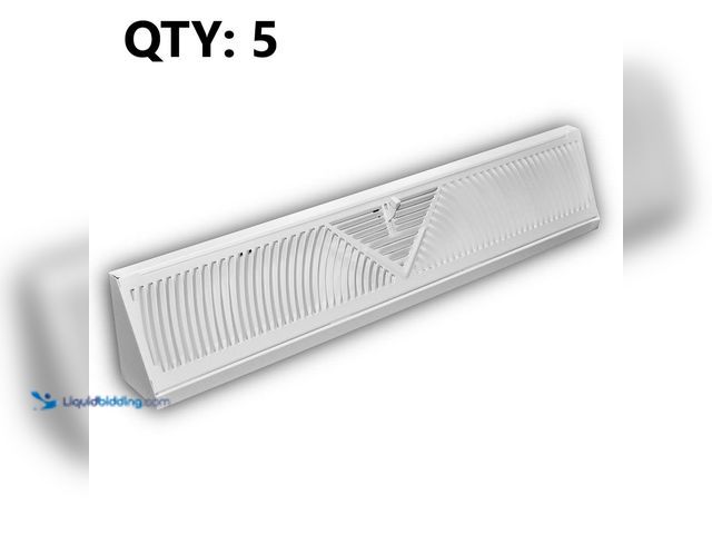 Lot 49-3614937 - (5-Pack) Everbilt 3-Way Steel 24" Baseboard Diffuser Supply in White, Unused (Model # E120SW)  Ref#B...