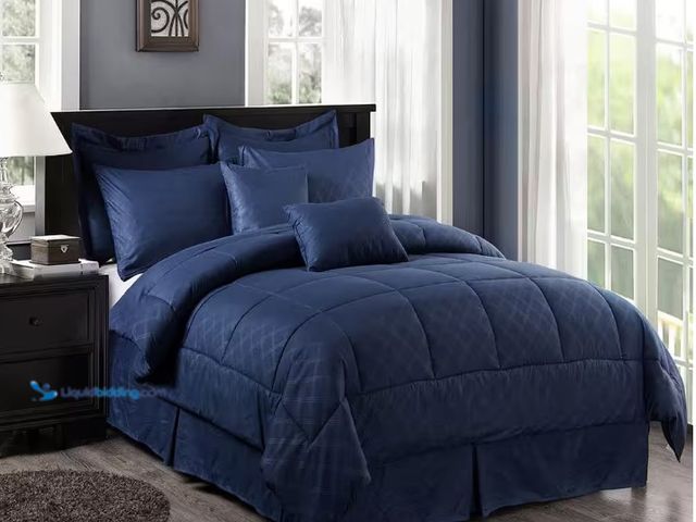 Lot 49-1515830 - JML 10-Piece Navy Plaid King Comforter Set, Model # 10 PCS-NAVY-K, Unused.   Ref#HDSR0710