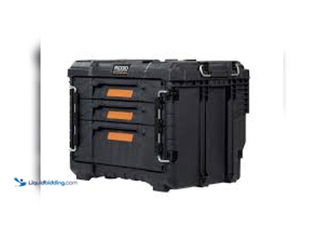 Lot 49-5489229 - RIDGID Pro Gear System Gen 2.0 14.6 in. W Black Resin XL 3 Drawer Durable Hand Tool Box with Divider...