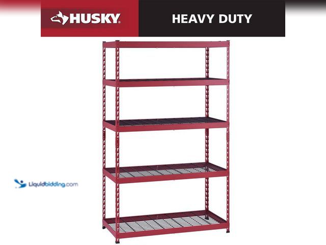Lot 49-3529011 - Husky
5-Shelf Metal Heavy-Duty Adjustable Garage Storage Shelving Unit in Red (48 in. W x 78 in. H ...