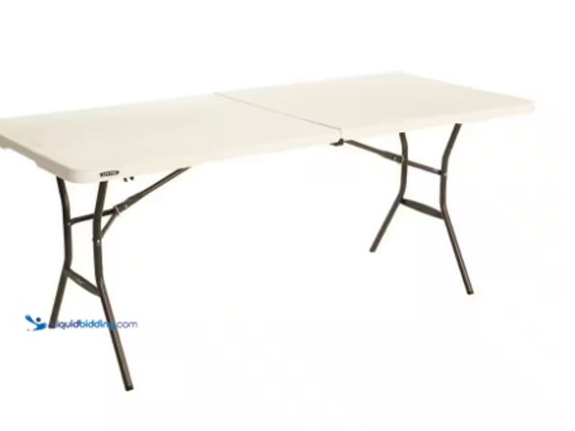 Lot 49-1516572 - Lifetime 6 ft. Fold-in-Half Table: Almond, model #  80454, used, scratches/ scuffs  Ref#AHD-PA0717