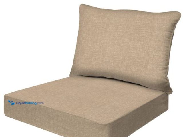 Lot 49-5436857 - Honeycomb Outdoor Essentials Deep Seat, 24 x 24, Hampton Texture Neutral Chair Cushion for Patio Fur...