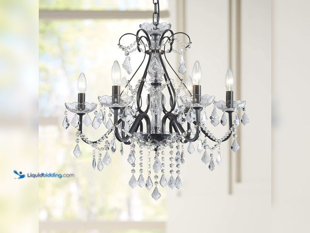 Lot 49-5552495 - Bestier Antique Black Vintage Candle Chandelier Crystal Lighting Fixture Lamp for Dining Room Bathro...