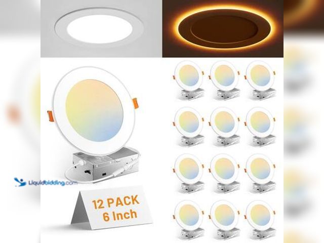 Lot 49-5572382 - Amico 12-Pack 6 in. Adjustable 5CCT Recessed Light Remodel IC Rating Dimmable Indoor Integrated LED ...