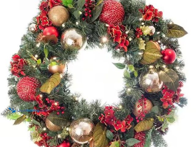 Lot 49-1544857 - Village Lighting Company 30 in. Artificial Pre-Lit LED Hampstead Wreath, Model # 1007123974, Unused,...
