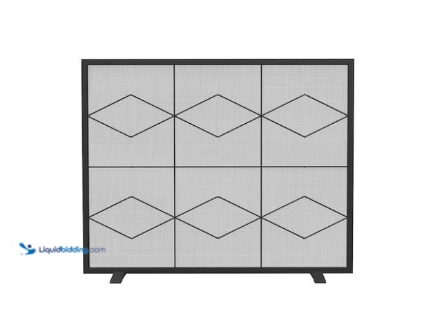 Lot 49-3430490 - Master Forge 31.5" H x 37.5" W Black Powder Coated Steel 1 -Panel Diamond Fireplace Screen, Model #1...