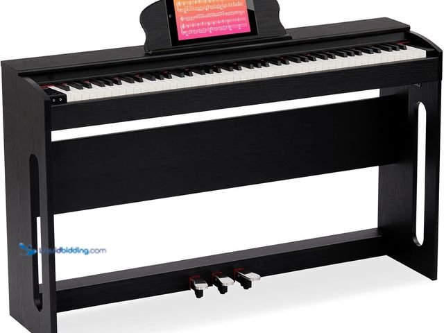 Lot 49-3535485 - AODSK 88-Key Weighted keyboard piano,Hammer Action Digital Piano with Speakers,Furniture Stand and T...