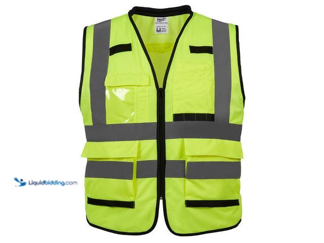 Lot 49-5541338 - Performance Small/Medium Yellow Class 2 High Visibility Safety Vest with 15 Pockets New