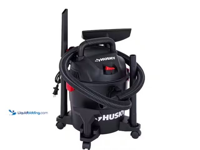 Lot 49-1571197 - Husky 4 Gallon 3.0 Peak HP Wet Dry Vac Shop Vacuum with Locking Hose, Wands, Filters, Crevice, Gulpe...