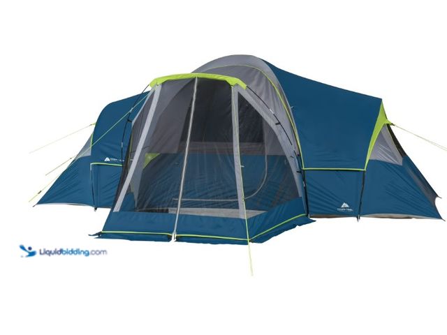 Lot 49-1622980 - Ozark Trail 10-Person Dome Tent with Screen Porch – 3-Room Family Camping Tent with Weather Protecti...