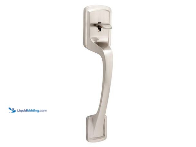 Lot 49-5541630 - Kwikset
Prague Satin Nickel Entry Door Handle Only with Round Pismo Knob. Model # 815PGHXPSKRDT15. ...