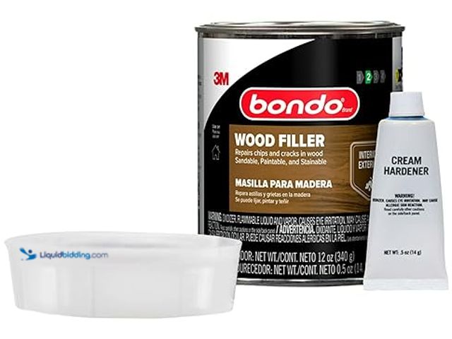 Lot 49-1576587 - Lot of (2) Bondo Wood Filler 12 oz with Hardener 0.5 oz, Repairs Chips and Cracks in Wood, Sandable,...