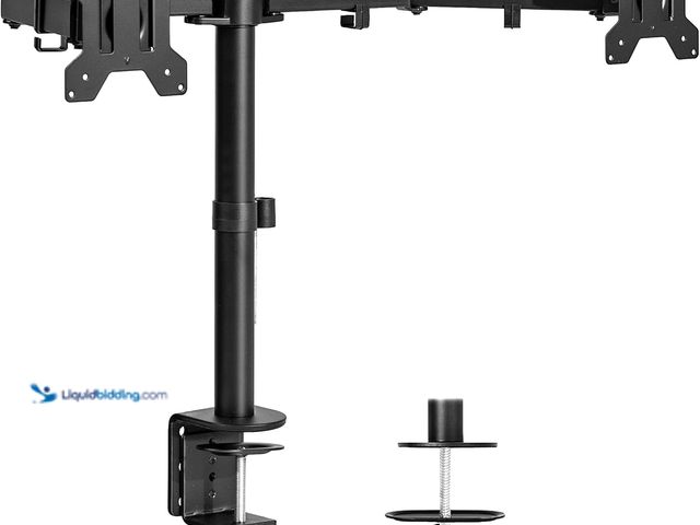Lot 49-5447588 - VIVO Dual Monitor Desk Mount, Holds 2 Computer Screens up to 30 inches and 22lbs Each, Heavy Duty Fu...