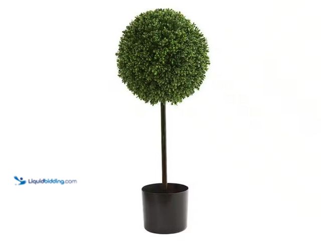 Lot 49-2001052 - Nearly Natural 2.5 ft. UV Resistant Indoor/Outdoor Boxwood Ball Artificial Topiary Tree, Model # 549...