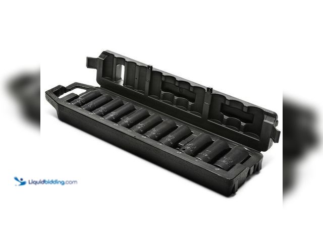 Lot 49-2004189 - Husky 1/2 in. Drive SAE 6-Point Deep Impact Socket Set with Storage Case, Model # H2DDIMP11PCSN, sli...