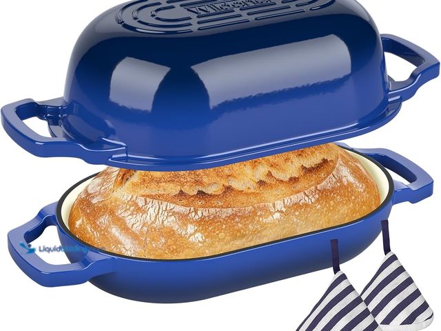 Lot 49-5549864 - Enameled Cast Iron Dutch Oven Pot with Lid, Wildone 5.5QT Bread Oven for Homemade Sourdough Bread Ba...