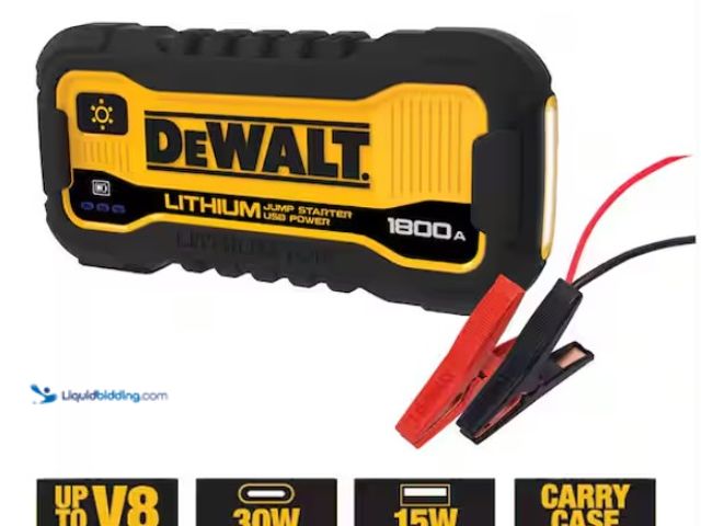 Lot 49-1578085 - DEWALT 1800 Peak Amp Lithium Jump Starter with USB Power Bank and Carrying Case, Model # DXAELJ18C, ...