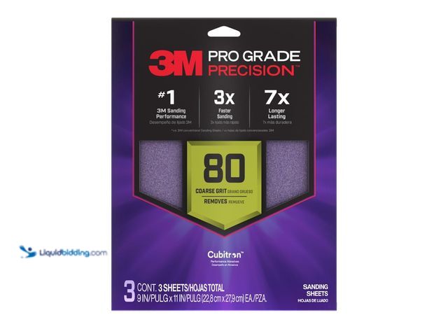 Lot 49-5552385 - QTY 20 - 3M SHR80-PGP-3T Pro Grade Precision Faster Sanding, Sanding Sheets, 80-Grit Coarse,9" x 11"...