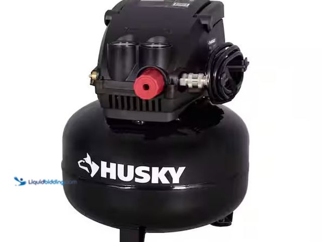 Lot 49-3472108 - Husky 3 Gal. 120 PSI Portable Electric Oil-Free Light Duty Pancake Air Compressor with Fold Down Han...