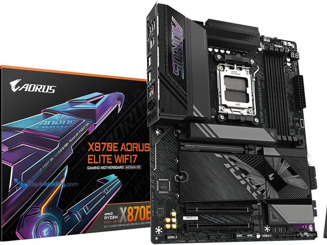 Lot 49-5483731 - GIGABYTE X870E AORUS Elite WIFI7 AMD AM5 LGA 1718 Motherboard, ATX, DDR5, 4X M.2, PCIe 5.0, USB4, WI...