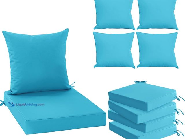 Lot 49-5408643 - Outdoor Chair Cushions Set of 4, Waterproof Backrest and Seat Cushion Set for Patio Furniture, Outdo...