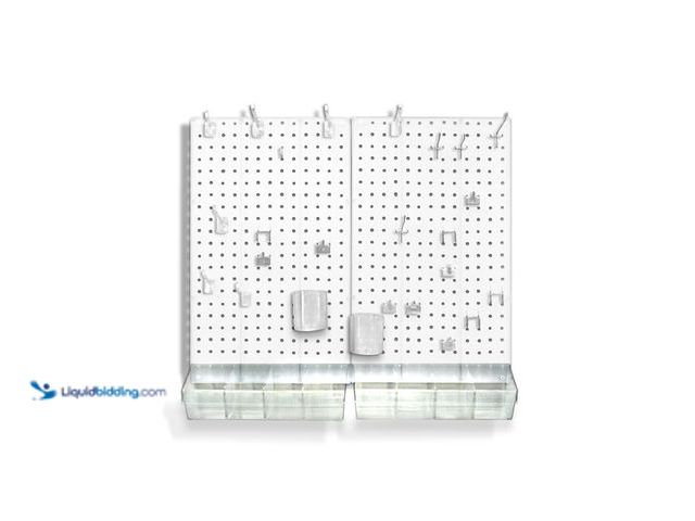 Lot 49-3433506 - (70-Piece) Azar Displays Pegboard Wall Organizer Kit, White, Model # 89381637, Unused.   Ref#CRS0209