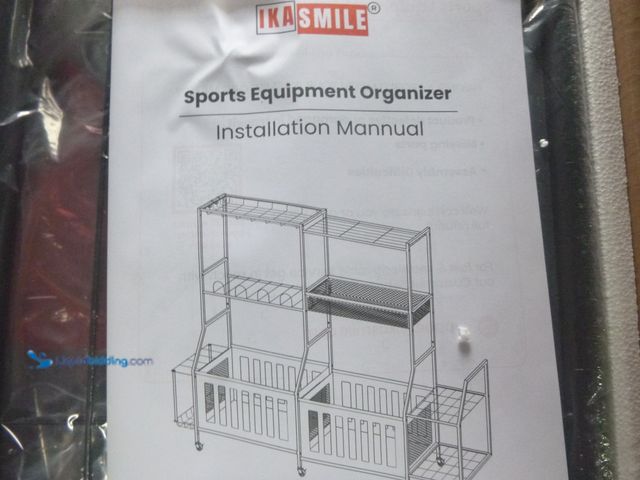 Lot 49-1518424 - IKASmile Garage Sports Equipment Organizer, Ball Storage Rack, Rolling Sports Ball Storage Cart in B...