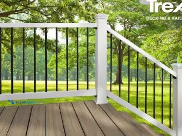 Lot 49-3631555 - Trex Enhance 6 ft. x 36 in. Classic White Composite Rail with Black Round Aluminum Baluster Kit-Stai...