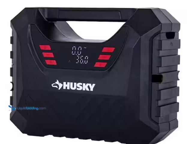 Lot 49-3614359 - Husky 12/120-Volt AC/DC Portable Quick Flow Air Compressor Air Pump Inflator with Digital Pressure G...