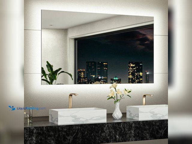 Lot 49-5512075 - KeonJinn 60 in. W x 36 in. H Rectangular Frameless LED Light 3-Color Dimmable Anti-Fog Wall Bathroom...