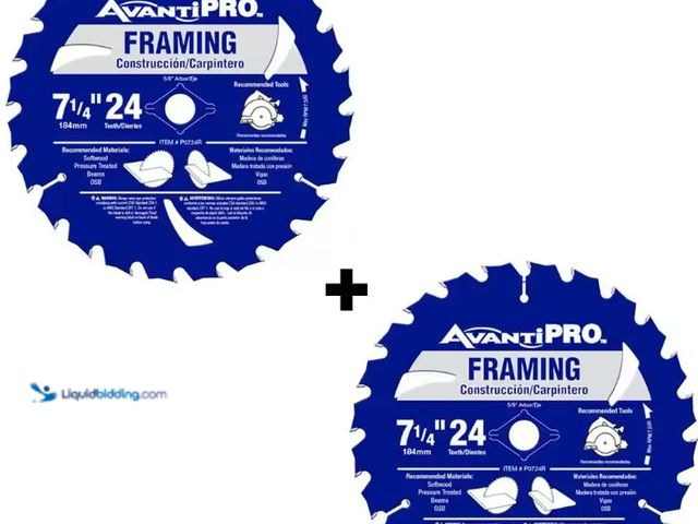 Lot 49-5547891 - QTY 2 - Avanti Pro
7-1/4 in. x 24-Tooth Framing Circular Saw Blade (2-Pack). Model # P0724R2. Unuse...