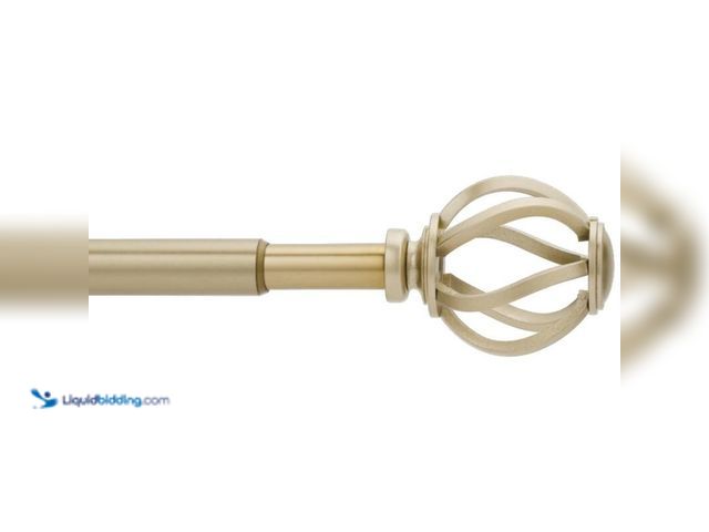 Lot 49-5406345 - (4) Style well 28 in. - 48 in. Telescoping 5/8 in. Single Curtain Rod Kit in Champagne Gold with Cag...