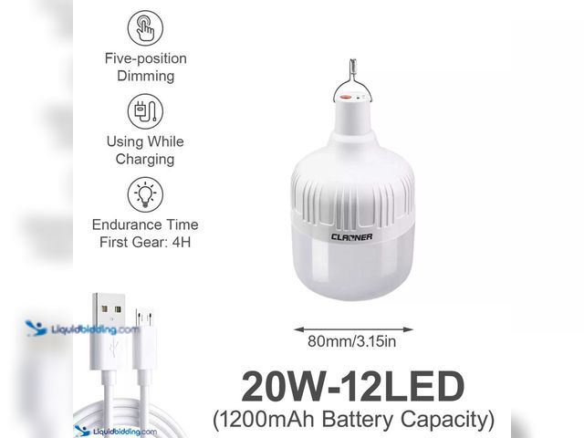 Lot 49-5388207 - USB Rechargeable Hanging LED Work Light Bulb 20W - NEW - Rechargeable Camping Light is a versatile l...