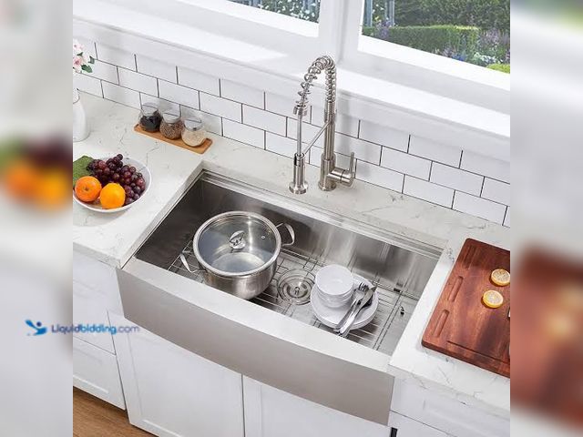 Lot 49-5541549 - Handmade kitchen sink with high standard pulling tap attatchment.