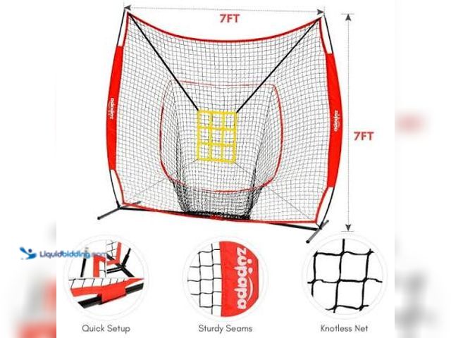 Lot 49-3563867 - Zupapa 7x7 Feet Baseball Softball Hitting Pitching Net Tee Caddy Set with Strike Zone, Baseball Back...