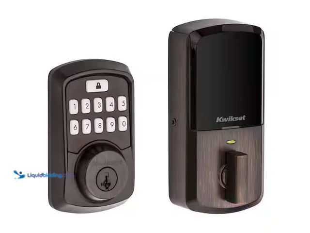 Lot 49-1576652 - Kwikset Aura Venetian Bronze Single Cylinder Electronic Bluetooth Keypad Smart Lock Deadbolt featuri...
