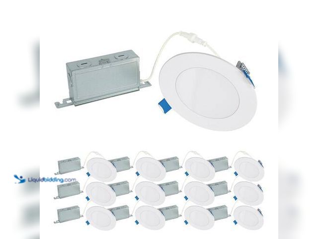 Lot 49-3616870 - (12-Pack) HALO HLBSL 4 in. Adjustable Canless Integrated LED Recessed Light, 600 Lumens, 5CCT, White...