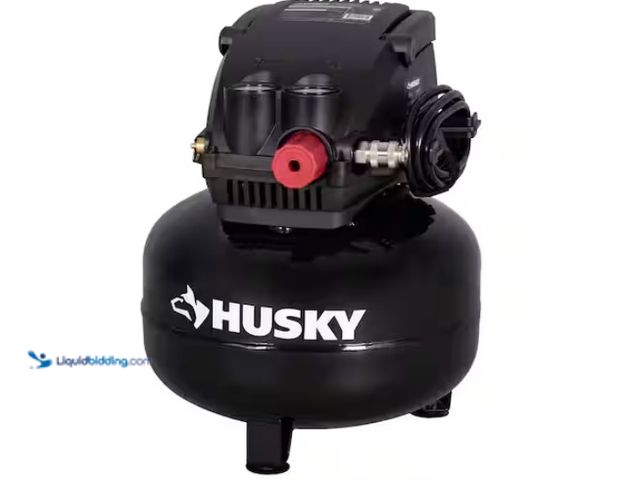 Lot 49-1547583 - Husky 3 Gal. 120 PSI Portable Electric Oil-Free Light Duty Pancake Air Compressor with Fold Down Han...