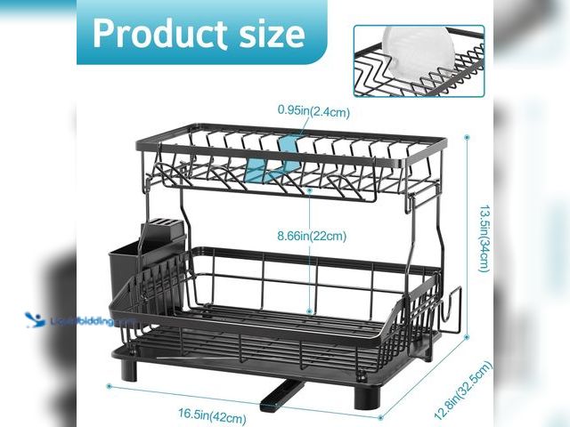 Lot 49-5488393 - Dish Drying Rack - 2 Tier Large Capacity Dish Rack- Dish Racks for Kitchen Counter with Drainboard, ...