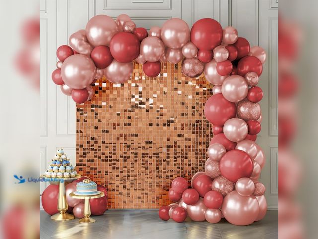 Lot 49-5406659 - Shimmer Wall Backdrop Rose Gold Wall Panels 12Pcs Square Sequin Shimmer Wall Backdrop Decoration for...