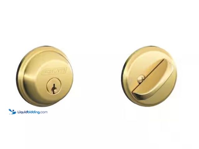 Lot 49-1573176 - Lot of (4) Schlage B60 Series Bright Brass Single Cylinder Deadbolt Certified Highest for Security a...