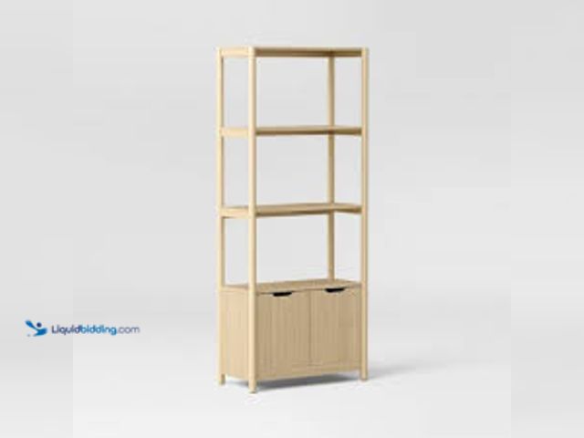 Lot 49-5548916 - Room Essentials 72.25" Scandi Bookcase with Three Shelves And Cabinet Storage Natural MODEL:19676147...
