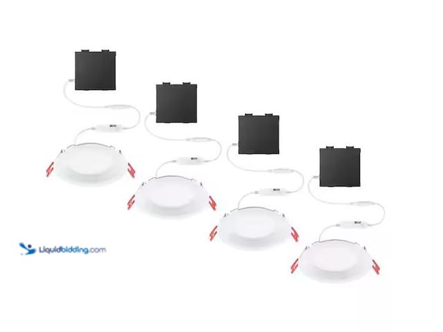 Lot 49-1576403 - Commercial Electric Premium Series 4 in. LED, 2-Level Lumen Select, Baffle Canless Recessed Light, A...