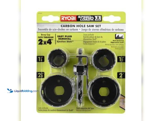 Lot 49-1575433 - RYOBI Carbon Hole Saw Set (5-Piece), Model # A10HS09, Unused  Ref#ASRHD0130