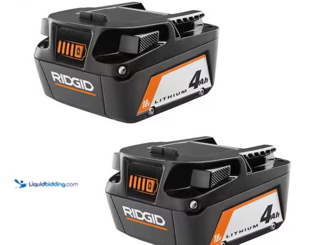 Lot 49-1578084 - INCLUDES CHARGER - (2-Pack) RIDGID 18V Lithium-Ion 4.0 Ah Battery, Model # AC87004P, Slightly used, ...